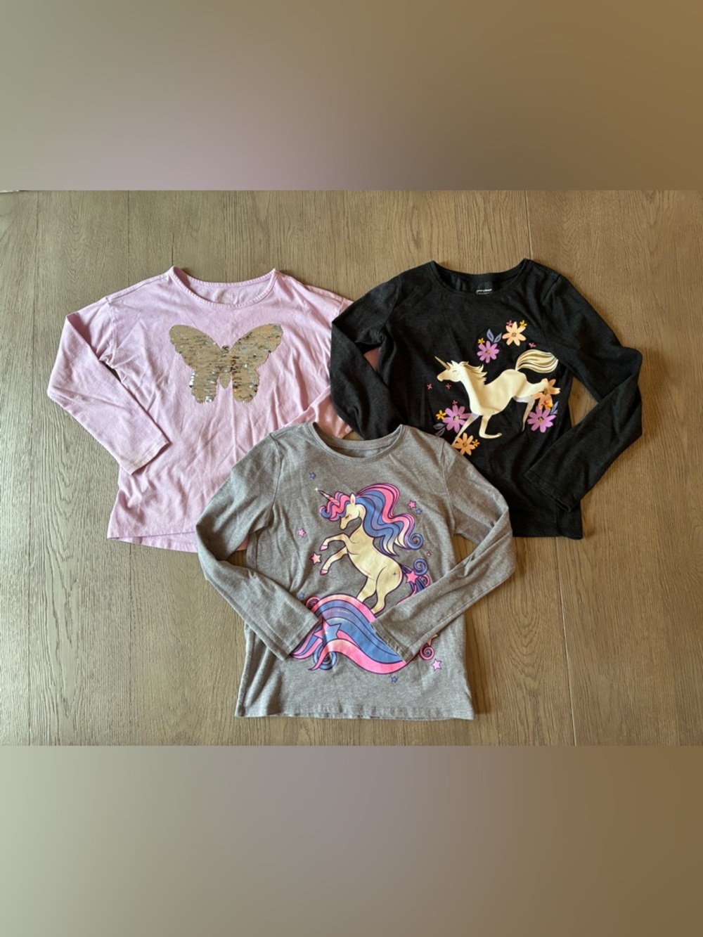 The Children's Place Girls Long-Sleeve Graphic Tee Set - Purple, Gray, Black